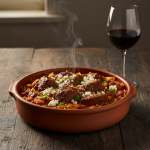 Jaukus jautienos giouvétsi su orzo makaronais