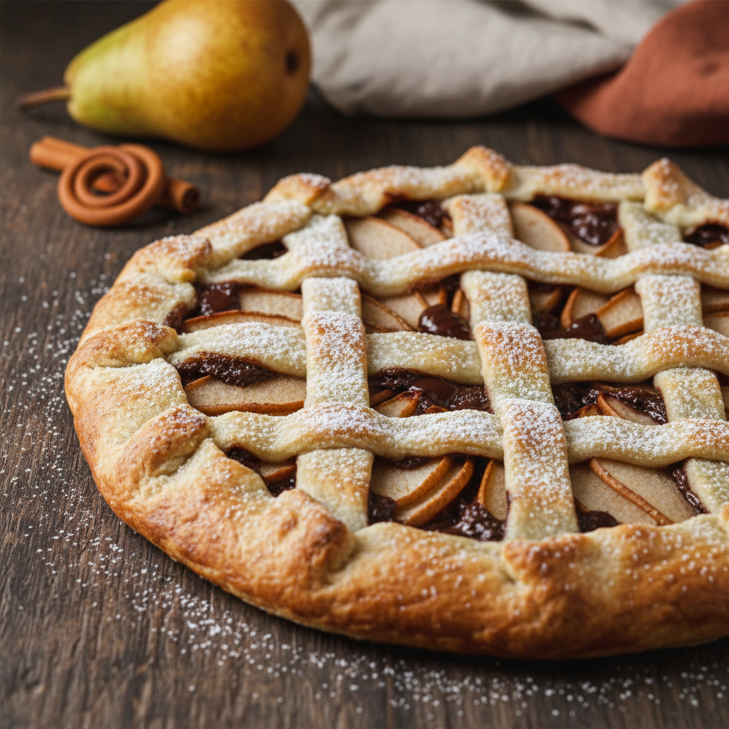 Rudeniškas kriaušių ir šokolado pyragas (crostata)