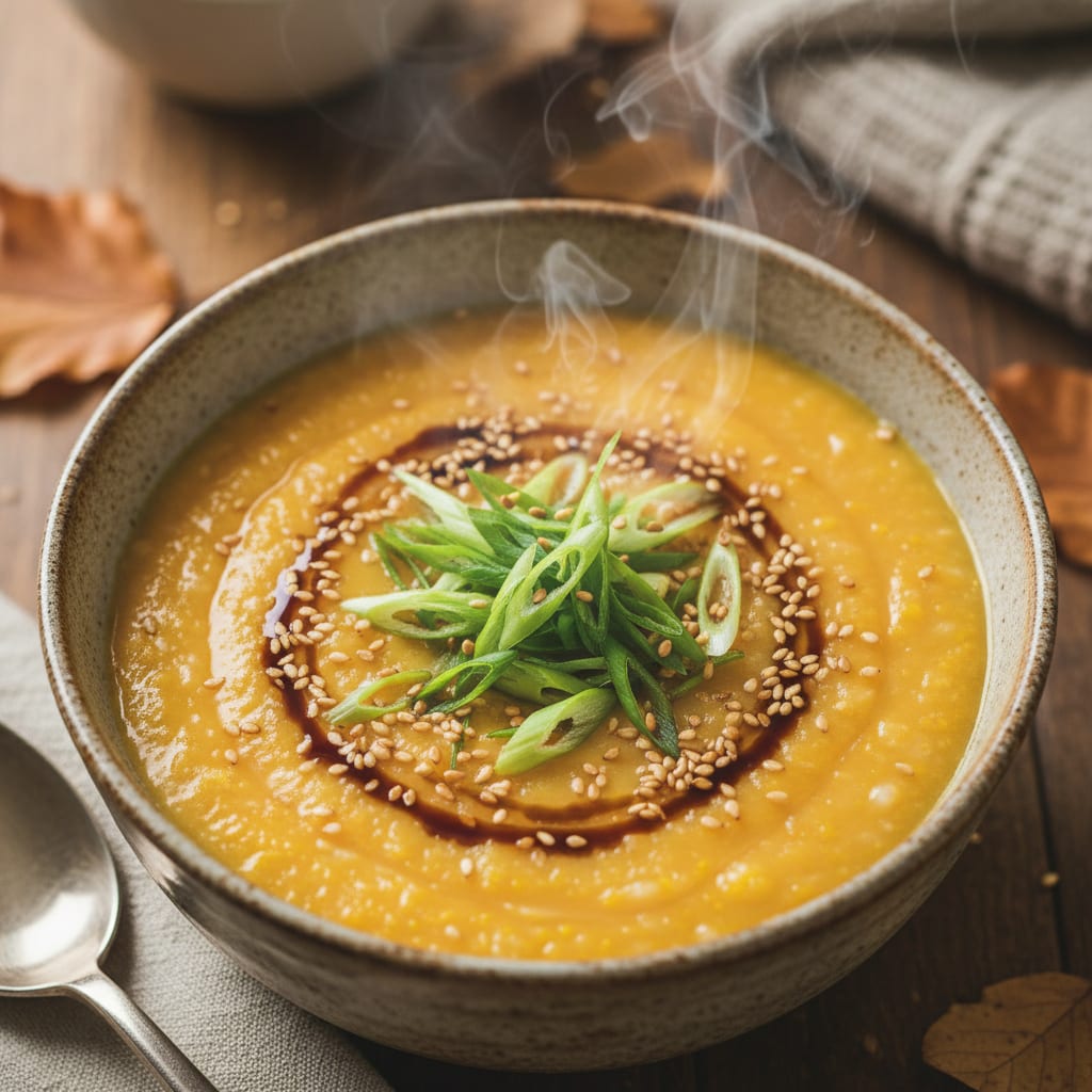 Rudeniškai šilta: moliūgų ir imbiero ryžių košė (congee)